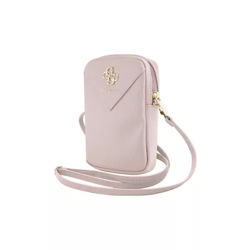 Guess PU Grained 4G Metal Logo Wallet Phone Bag Zipper Pink tok-3666339210632 3 kép
