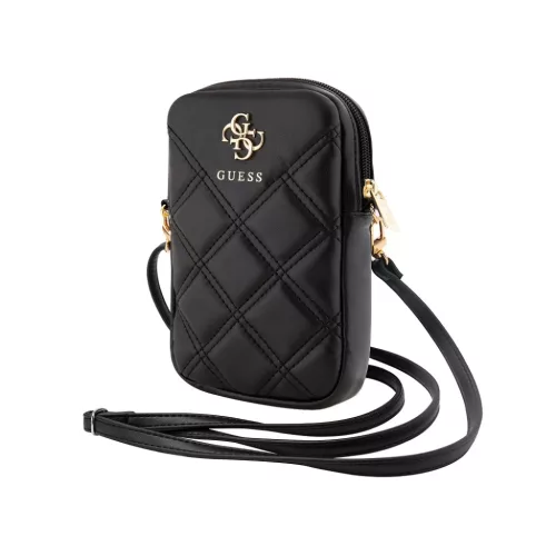Guess PU Steppelt 4G Fém Logós Cipzáras Telefon Táska Fekete-3666339210694 3 kép