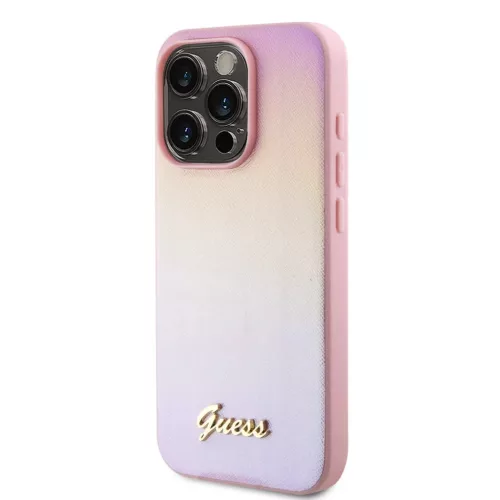 Guess PU bőrtok Iridescent Metal Script iPhone 15 Pro Max Pink tok-3666339224813 2 kép