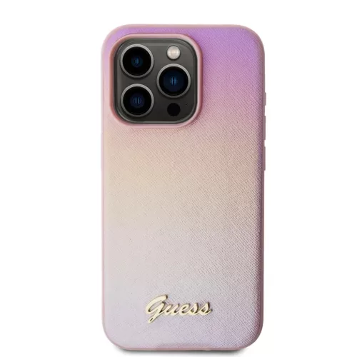 Guess PU bőrtok Iridescent Metal Script iPhone 15 Pro Max Pink tok-3666339224813 3 kép