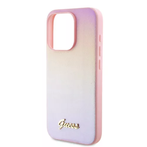 Guess PU bőrtok Iridescent Metal Script iPhone 15 Pro Max Pink tok-3666339224813 5 kép