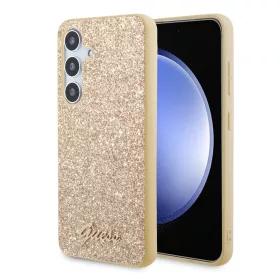   Guess PC/TPU Glitter Flakes Metal Logo tok Samsung Galaxy S24+ arany