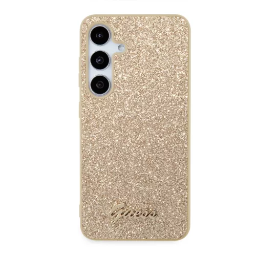 Guess PC/TPU Glitter Flakes Metal Logo tok Samsung Galaxy S24+ arany-3666339241377 3 kép