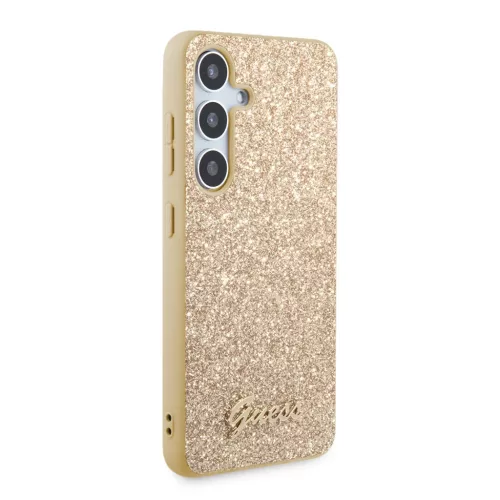 Guess PC/TPU Glitter Flakes Metal Logo tok Samsung Galaxy S24+ arany-3666339241377 4 kép