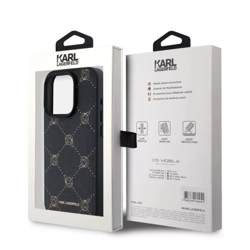  iPhone 15 Pro Max Fekete Karl Lagerfeld PU Karl Heads Pattern MagSafe-3666339252670 6 kép