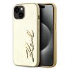 Karl Lagerfeld Wrinkled PU Signature Logo tok iPhone 14 Gold-3666339255404 1 kép