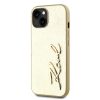 Karl Lagerfeld Wrinkled PU Signature Logo tok iPhone 14 Gold-3666339255404 3 kép