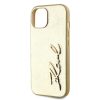 Karl Lagerfeld Wrinkled PU Signature Logo tok iPhone 14 Gold-3666339255404 4 kép