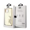 Karl Lagerfeld Wrinkled PU Signature Logo tok iPhone 14 Gold-3666339255404 6 kép
