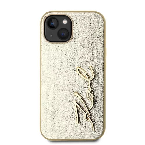  iPhone 15 arany Karl Lagerfeld Wrinkled PU Signature Logo tok-3666339255442 2 kép