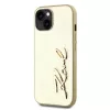  iPhone 15 arany Karl Lagerfeld Wrinkled PU Signature Logo tok-3666339255442 3 kép