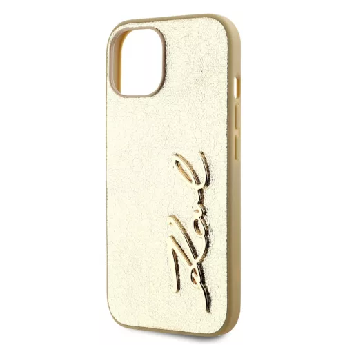  iPhone 15 arany Karl Lagerfeld Wrinkled PU Signature Logo tok-3666339255442 4 kép