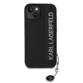 iPhone 15 fekete Karl Lagerfeld PU Saffiano Rhinestone Charm tok-3666339257965 2 kép