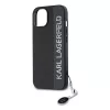 iPhone 15 fekete Karl Lagerfeld PU Saffiano Rhinestone Charm tok-3666339257965 4 kép