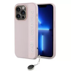    iPhone 15 Pro Max Pink Karl Lagerfeld PU Saffiano Rhinestone Charm tok