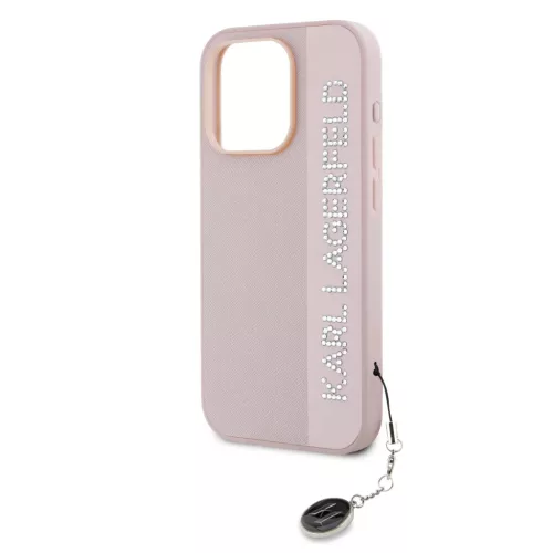  iPhone 15 Pro Max Pink Karl Lagerfeld PU Saffiano Rhinestone Charm to-3666339258139 4 kép