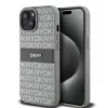 DKNY PU bőr ismétlődő minta tónusú csíkos tok iPhone 15 Bézs-3666339260538 1 kép