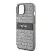 DKNY PU bőr ismétlődő minta tónusú csíkos tok iPhone 15 Bézs-3666339260538 4 kép