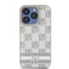 DKNY PU bőr kockás és csíkos tok iPhone 14 Pro Max-hoz Bézs-3666339263461 2 kép
