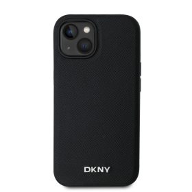 DKNY PU Bőr Ezüst Fém Logós Magsafe Tok iPhone 15 Fekete-3666339263751 2 kép