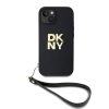 DKNY PU Bőr Stack Logo Csuklópántos tok iPhone 13 Fekete-3666339264666 1 kép