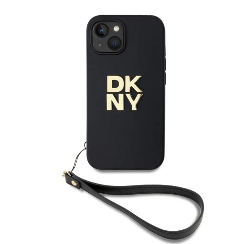 DKNY PU Bőr Stack Logo Csuklópántos tok iPhone 13 Fekete-3666339264666 1 kép