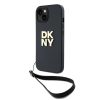 DKNY PU Bőr Stack Logo Csuklópántos tok iPhone 13 Fekete-3666339264666 2 kép