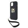 DKNY PU Bőr Stack Logo Csuklópántos tok iPhone 13 Fekete-3666339264666 3 kép