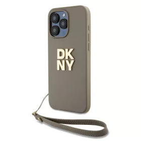 DKNY PU bőr logós csuklópántos tok iPhone 15 Pro Max Beige-3666339264901 2 kép