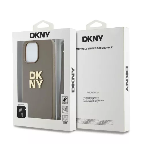 DKNY PU bőr logós csuklópántos tok iPhone 15 Pro Max Beige-3666339264901 5 kép