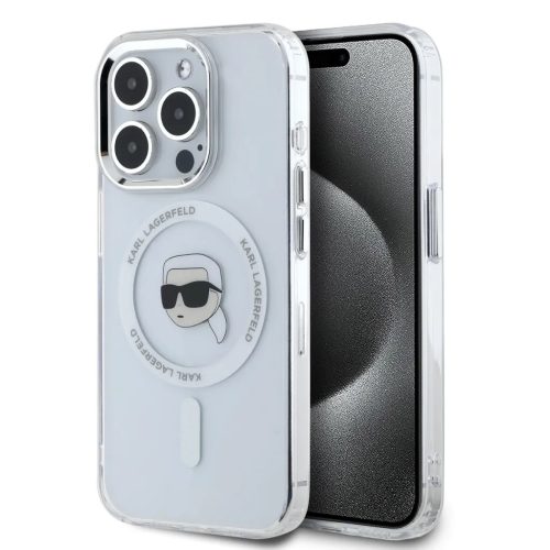 Karl Lagerfeld IML Karl Head Metal Frame MagSafe tok iPhone 15 Pro át-3666339284060 1 kép