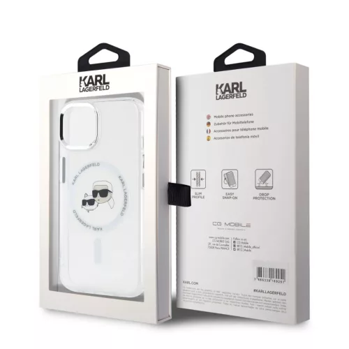 Karl Lagerfeld IML K&CH Heads Metal Frame MagSafe tok iPhone 14-hez, �-3666339284282 6 kép