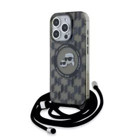  iPhone 15 Pro fekete Karl Lagerfeld IML Monogram Crossbody K&CH Heads-3666339286446 2 kép