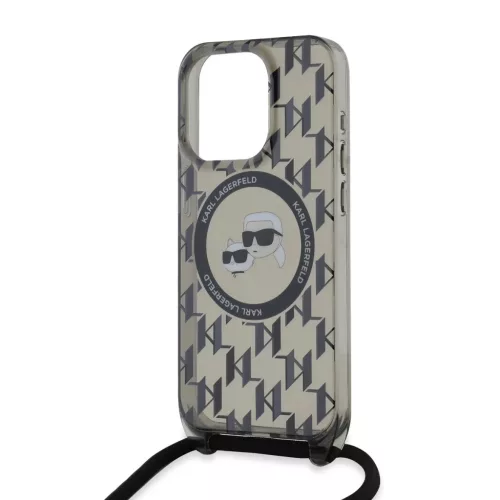  iPhone 15 Pro fekete Karl Lagerfeld IML Monogram Crossbody K&CH Heads-3666339286446 3 kép