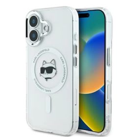    iPhone 16 Átlátszó Karl Lagerfeld IML Choupette Head Fém Keretes MagSafe Tok
