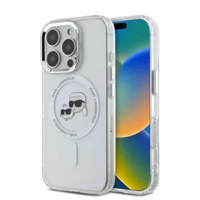    iPhone 16 Pro Max átlátszó Karl Lagerfeld IML K&CH Heads Metal Frame MagSafe tok