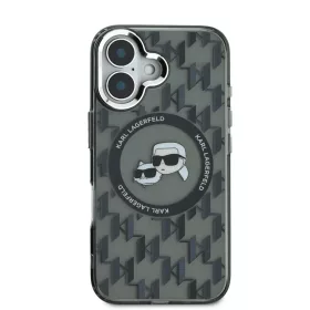  iPhone 16 Fekete Karl Lagerfeld IML Monogram K&CH Heads MagSafe tok-3666339318369 2 kép