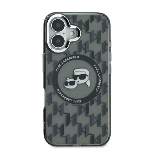  iPhone 16 Fekete Karl Lagerfeld IML Monogram K&CH Heads MagSafe tok-3666339318369 2 kép