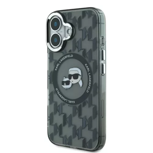  iPhone 16 Fekete Karl Lagerfeld IML Monogram K&CH Heads MagSafe tok-3666339318369 3 kép