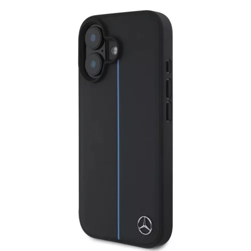 Mercedes bőr kék csíkos MagSafe tok iPhone 16 fekete tok-3666339325688 3 kép