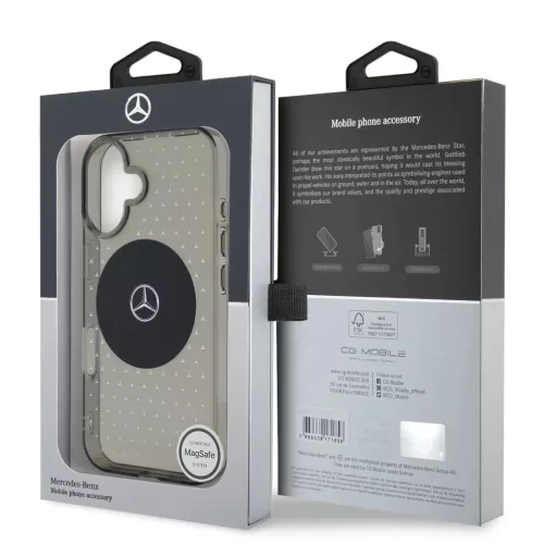 Mercedes PC/TPU Star Pattern MagSafe tok iPhone 16 Plus Fekete tok-3666339326333 6 kép