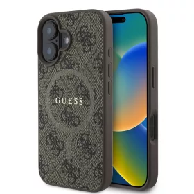    iPhone 16 Plus Barna Guess PU műbőr 4G színes gyűrű MagSafe tok