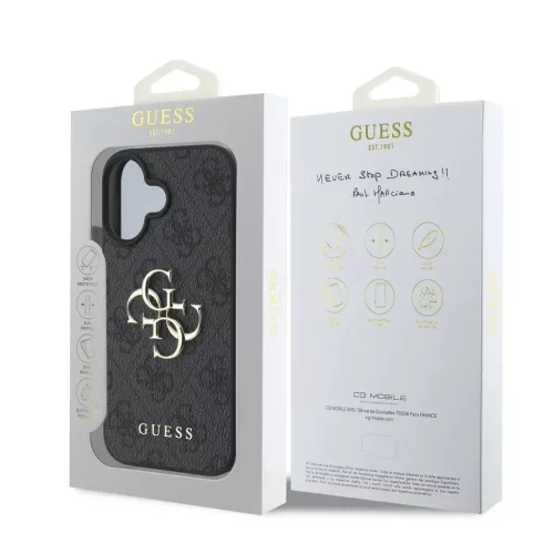  iPhone 16 Plus Szürke Guess PU 4G Fém Logós tok-3666339327538 6 kép