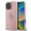  iPhone 16 Pro Max Pink Guess PU Fixed Glitter 4G Metal Logo tok