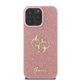  iPhone 16 Pro Max Pink Guess PU Fixed Glitter 4G Metal Logo tok-3666339328559 2 kép