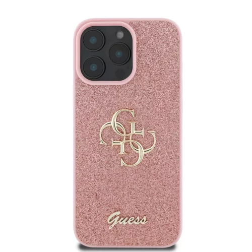  iPhone 16 Pro Max Pink Guess PU Fixed Glitter 4G Metal Logo tok-3666339328559 2 kép