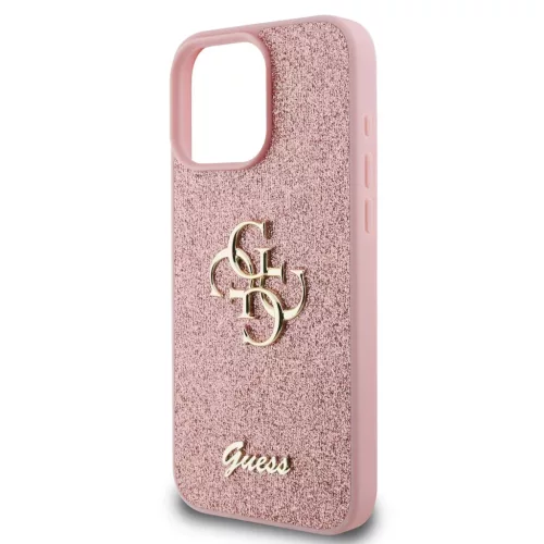  iPhone 16 Pro Max Pink Guess PU Fixed Glitter 4G Metal Logo tok-3666339328559 4 kép