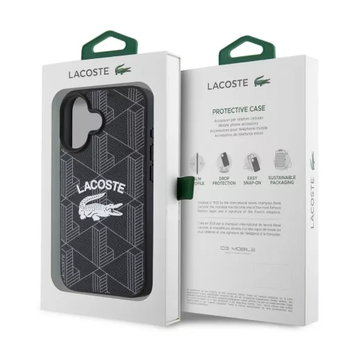  iPhone 16 Fekete Lacoste Blend Monogram MagSafe tok-3666339330408 6 kép