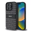  iPhone 16 Pro Fekete DKNY PU Bőr Ismétlődő Minta Tonális Csík Tok