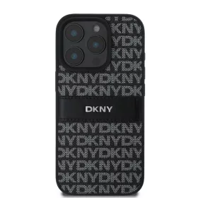  iPhone 16 Pro Fekete DKNY PU Bőr Ismétlődő Minta Tonális Csík T-3666339333324 2 kép